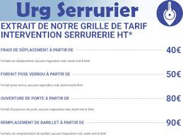 tarif dépannage serrurier